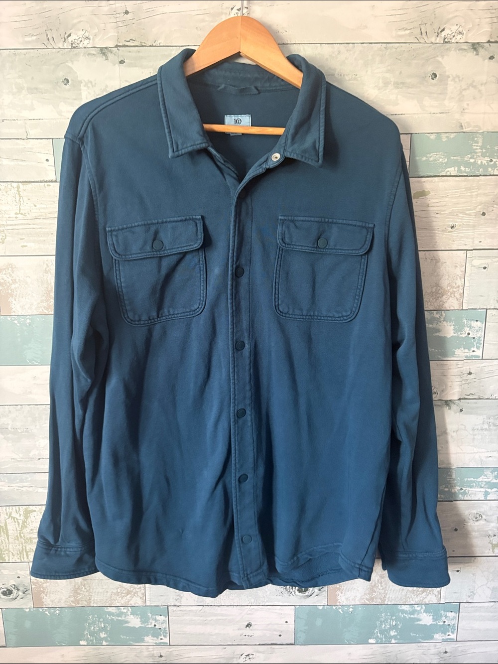 Tentree Men's Button-Down Shirt Jacket in Teal Blue